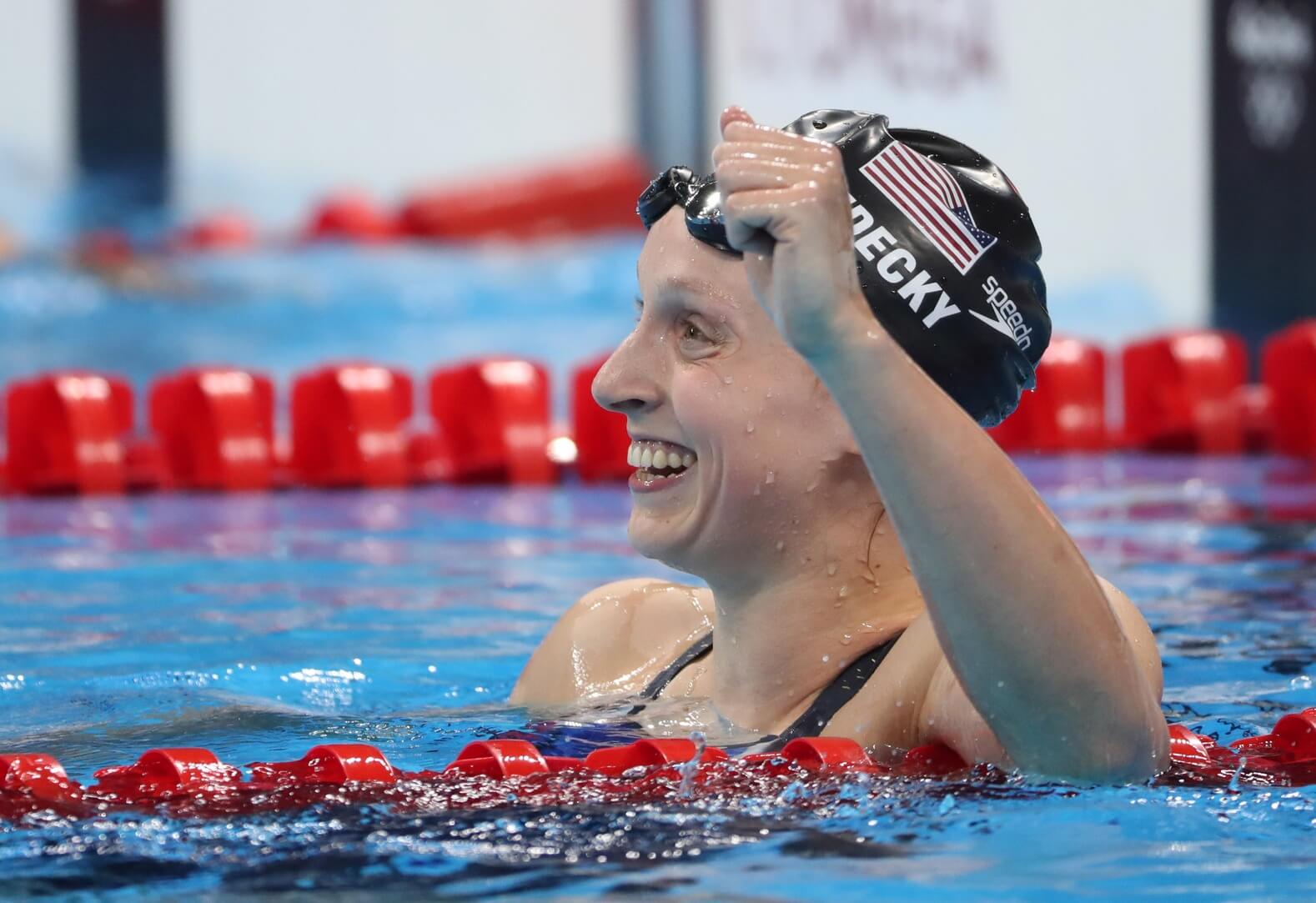 Katie Ledecky wins her 9th gold, the most by any American woman.